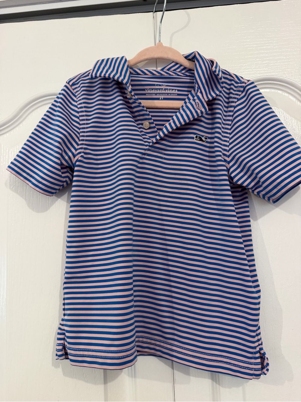 Vineyard Vines Pink and Blue Striped Polo 2T lightweight